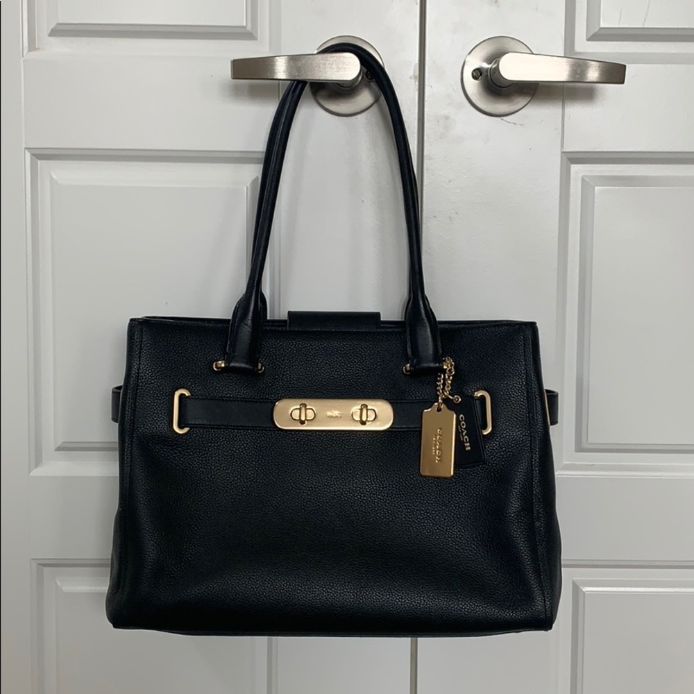 Black Coach purse with gold detail